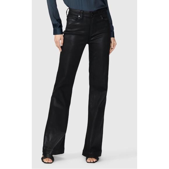 Paige Leenah Wide Leg Jean in Black Fog Luxe Coating Size 33 NWT - Picture 1 of 12